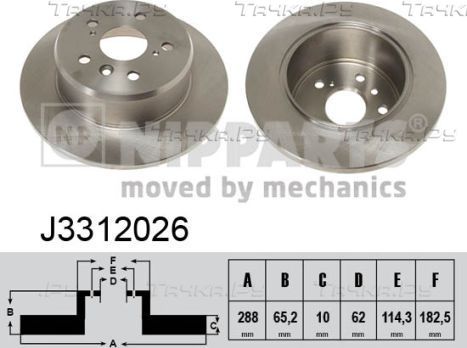Тормозной диск Nipparts задний для Lexus ES I 1991-1997. Артикул J3312026