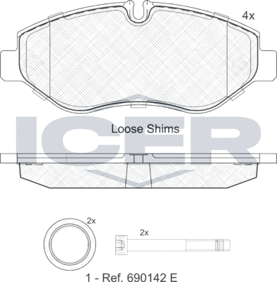 Тормозные колодки Icer. Артикул 141832