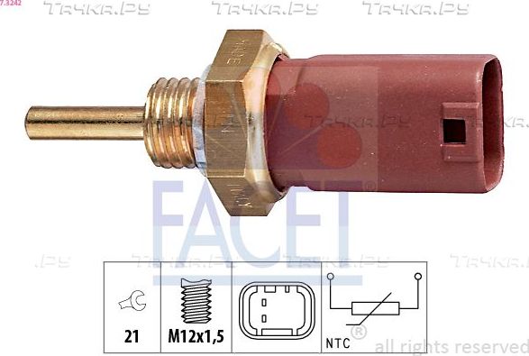 Датчик температуры охлаждающей жидкости Facet Made in Italy - OE Equivalent для Fiat Marea 1999-2002. Артикул 7.3242