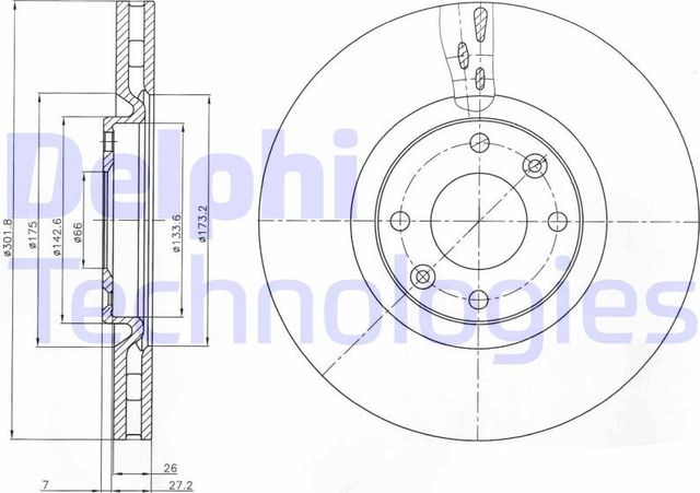 Тормозной диск Delphi. Артикул BG4166