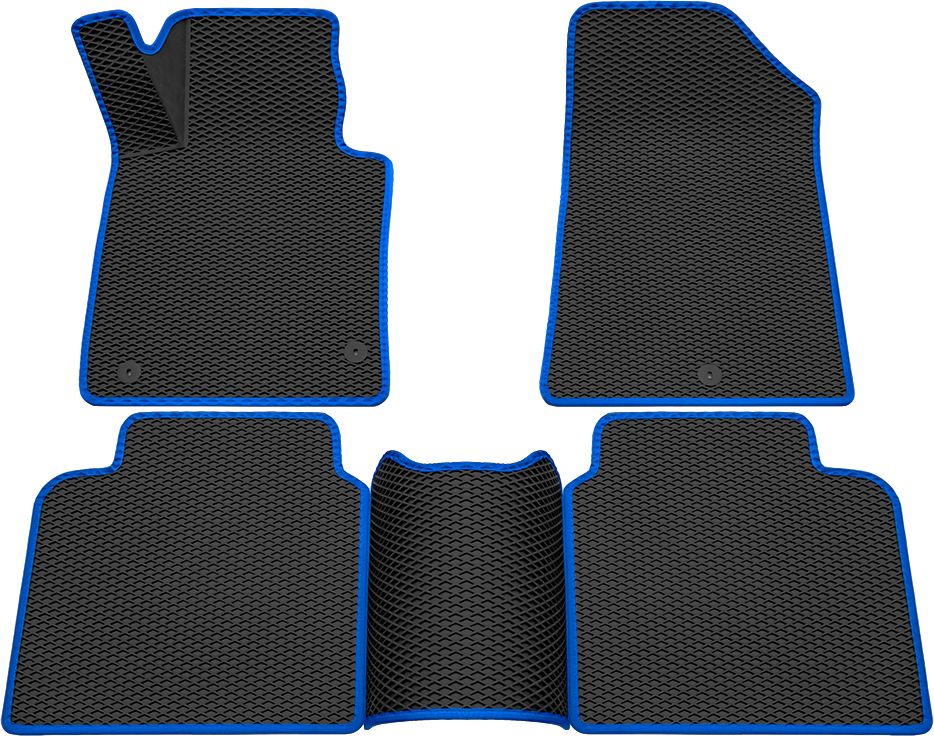 Коврики Rezkon 3D EVA ромб резиновые для салона Kia Optima IV 2016-2026 Синий кант. Артикул 9221015203