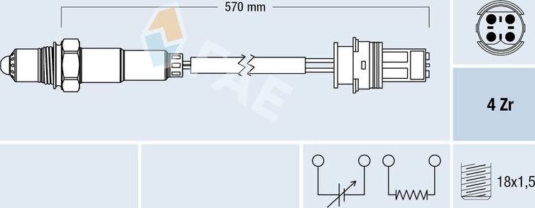 Лямбда-зонд (кислородный датчик) FAE. Артикул 77268