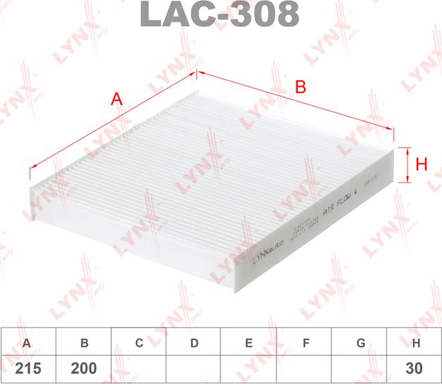 Салонный фильтр LYNXauto. Артикул LAC-308