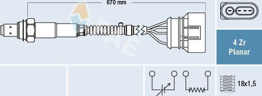 Лямбда-зонд (кислородный датчик) FAE передний для Audi S6 II (C5) 1999-2005. Артикул 77302
