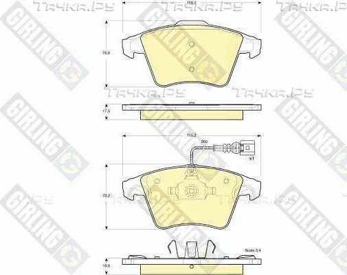 Тормозные колодки Girling передние для Volkswagen Multivan T5 2003-2015. Артикул 6115562
