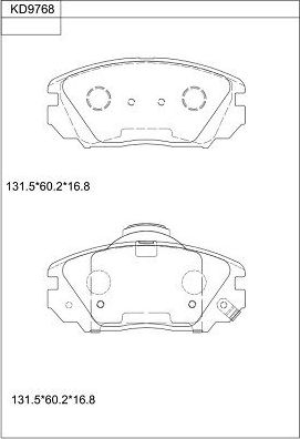 Тормозные колодки Asimco передние для Saab 9-5 II 2010-2012. Артикул KD9768