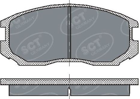 Тормозные колодки SCT-Germany передние для Mitsubishi Colt III (C50) 1988-1992. Артикул SP 196 PR