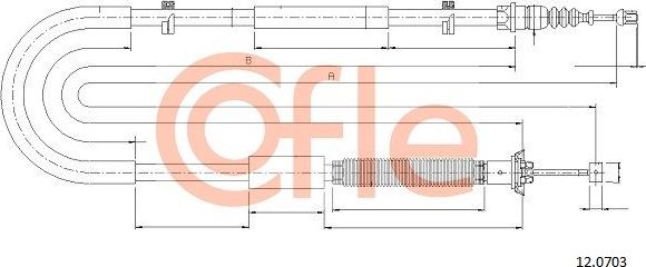 Трос ручника (тросик ручного тормоза) Cofle задний левый для Fiat Stilo 2001-2008. Артикул 92.12.0703
