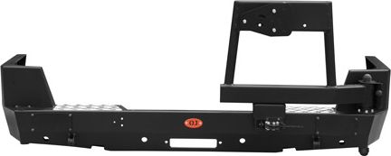 Бампер силовой OJ задний с местом крепления площадки лебёдки и правой калиткой под запаску для УАЗ Patriot 2005-2014. Артикул 03.104.09