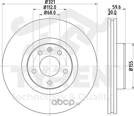 Тормозной диск (Tyren). Артикул TYR1022971