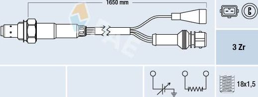 Лямбда-зонд (кислородный датчик) FAE для Volvo 240 Series 1986-1993. Артикул 77109