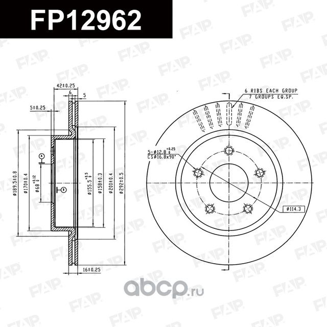 Диск тормозной задний (FAP). Артикул FP12962
