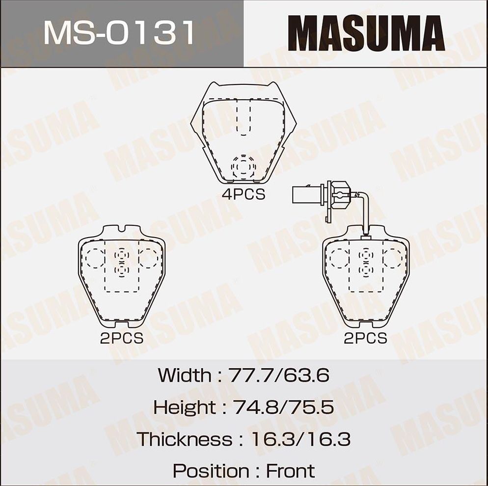 MS0131 Колодки дисковые MASUMA, AN-4525WK, P85067 front (1/12) Masuma. Артикул MS0131