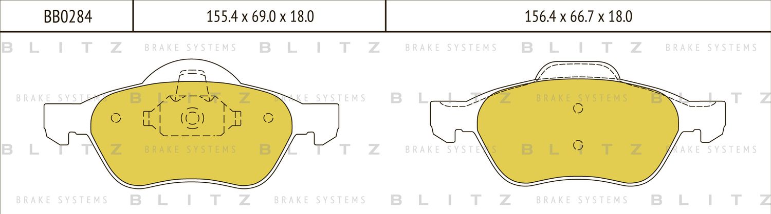Колодки тормозные дисковые передние Renault Megane II 2004 (Blitz). Артикул BB0284