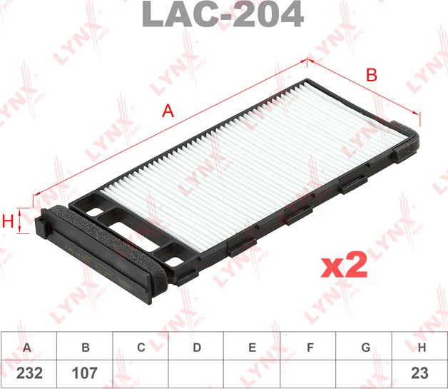 Салонный фильтр LYNXauto для Nissan Micra K11 1992-2003. Артикул LAC-204