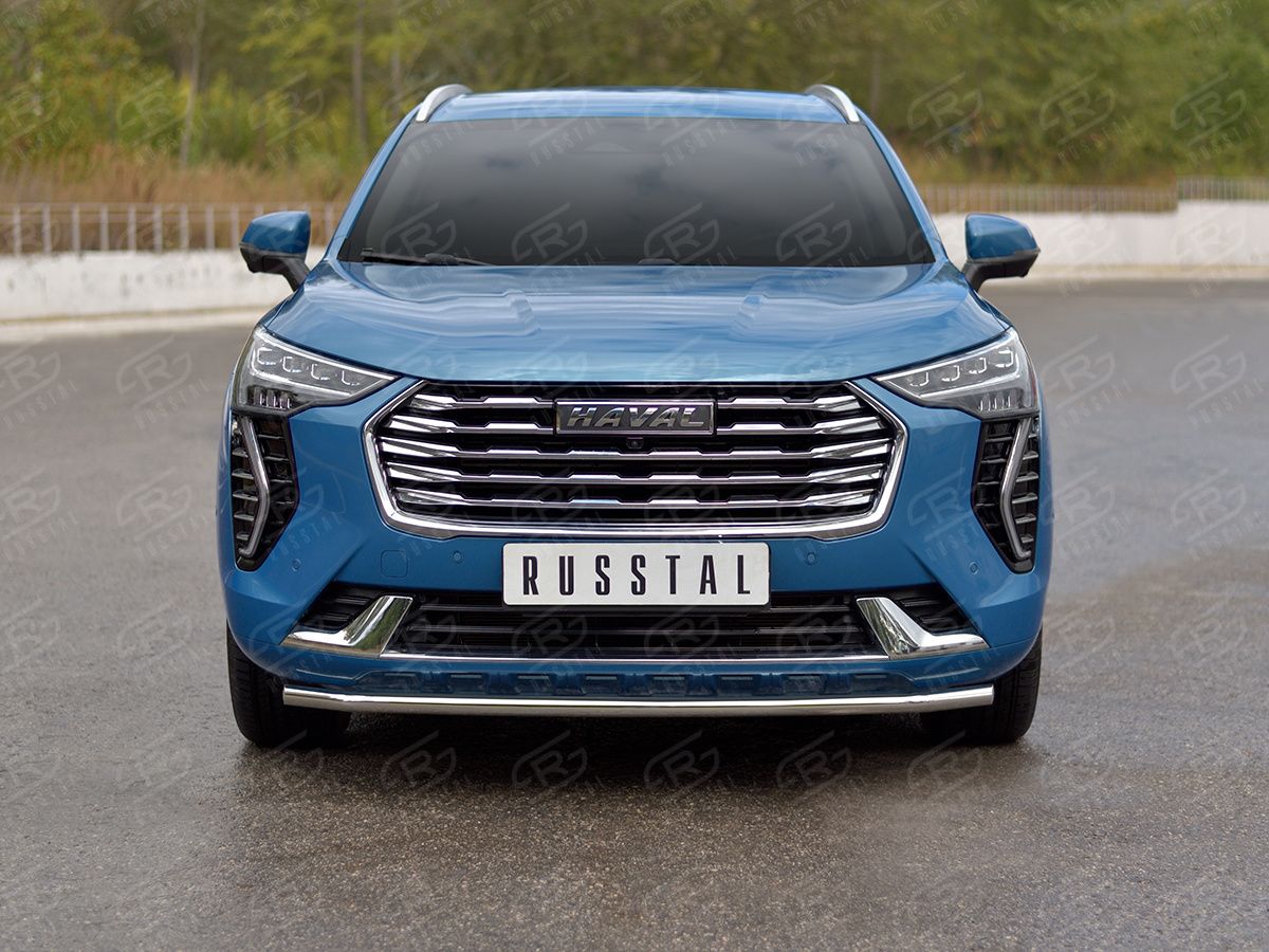 Защита RusStal переднего бампера d42 секции для Haval Jolion 1.5 2WD (кроме Comfort) 2021-2026. Артикул HJOLZ-003985