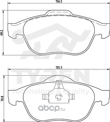 Дисковые тормозные колодки (Tyren). Артикул TYR1217781