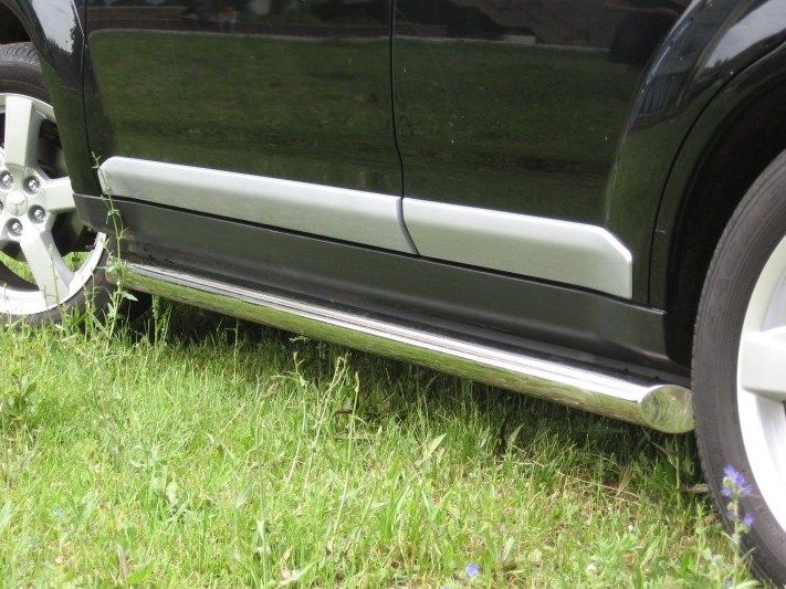 Защита порогов RusStal труба d63 (вариант 1) для Mitsubishi Outlander XL 2007-2009. Артикул MOT-0001101