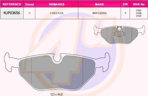 Тормозные колодки 4U. Артикул 4UP03656