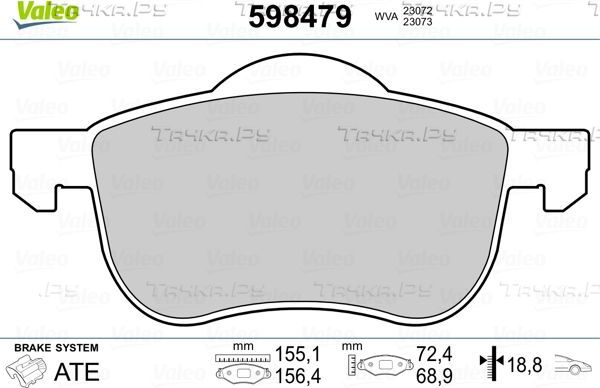 Тормозные колодки Valeo передние для Volvo XC70 I 2000-2007. Артикул 598479