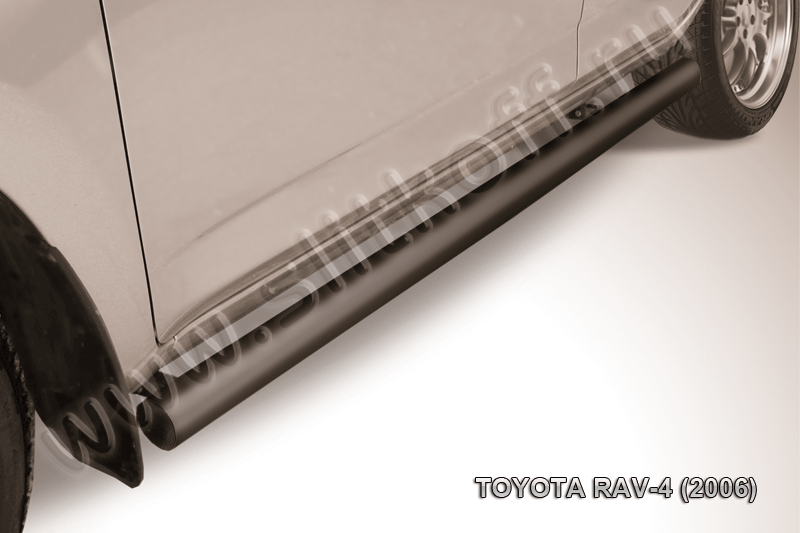 Пороги Slitkoff труба d76 ЧЕРНЫЕ матовые для Toyota RAV4 III 2005-2009. Артикул TR4008B