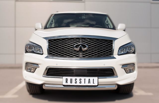 Защита RusStal переднего бампера d76 (дуга) для Infiniti QX80 2014-2017. Артикул IQXZ-002097