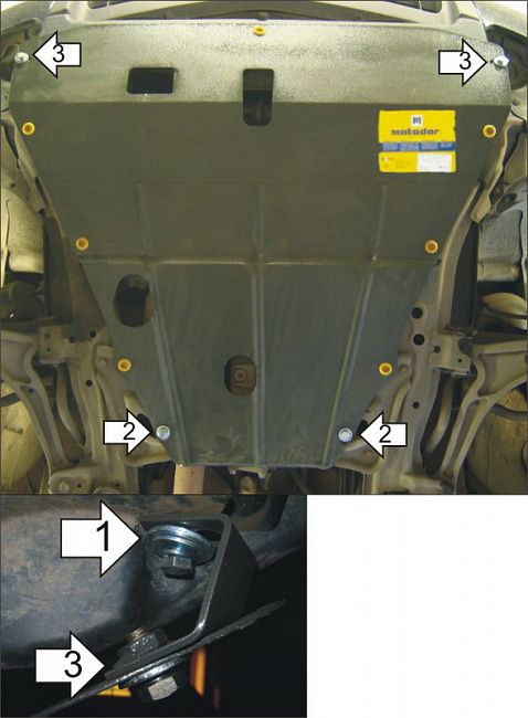 Защита Мотодор для двигателя, КПП Acura MDX I 2001-2004. Артикул 03401