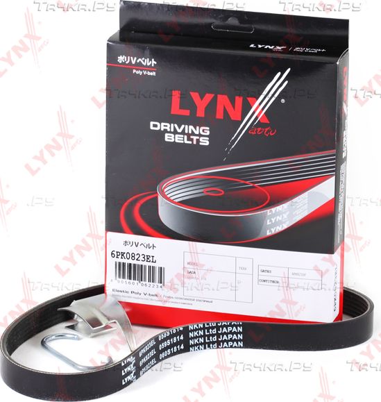 Приводной ремень поликлиновой LYNXauto ELASTIC для Lada Granta I 2011-2026. Артикул 6PK0823EL