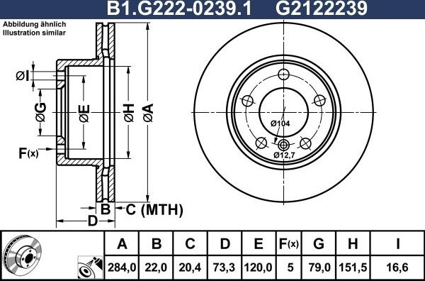 Тормозной диск Galfer. Артикул B1.G222-0239.1