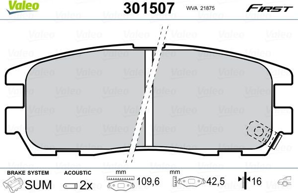 Тормозные колодки Valeo First. Артикул 301507