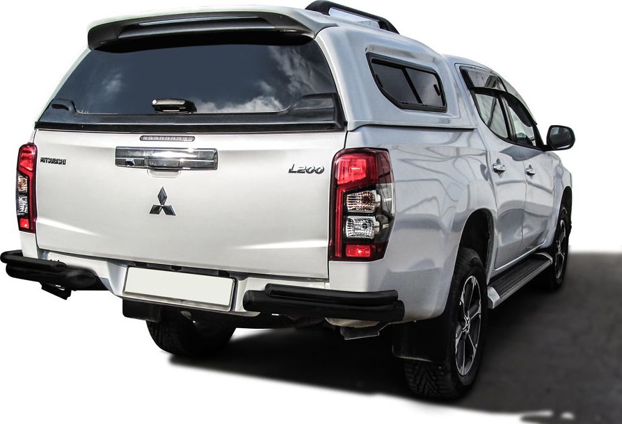 Защита Slitkoff задняя уголки d76/42 без бампера для Mitsubishi L200 V рестайлинг 2018-2026 ЧЕРНАЯ матовая. Артикул ML18-015B