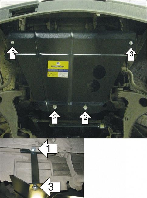Защита Мотодор для картера Mercedes-Benz E-Класс W124 1985-1995. Артикул 01221