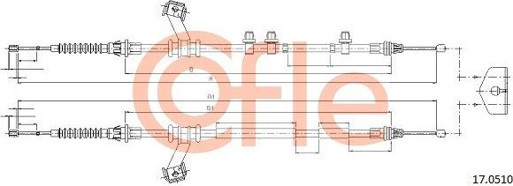Трос ручника (тросик ручного тормоза) Cofle задний для Mazda 2 II (DE) 2007-2015. Артикул 92.17.0510