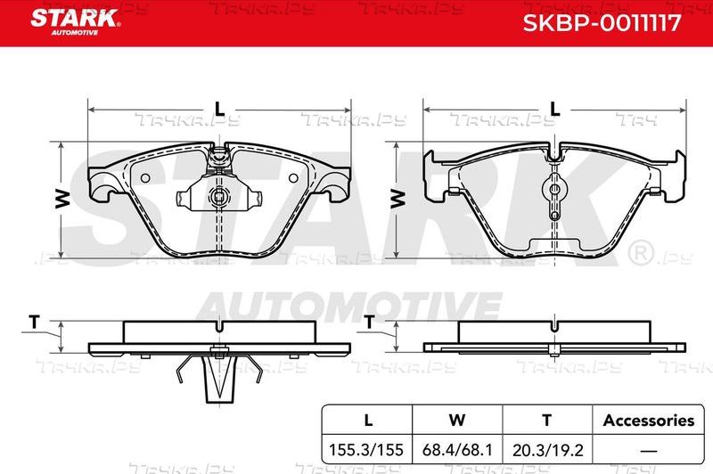 Тормозные колодки Stark передние для BMW 5 VI (F10/F11/F07) 2009-2017. Артикул SKBP-0011117