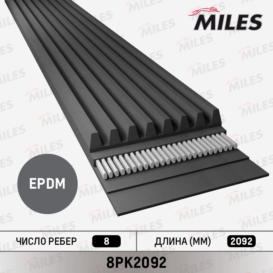 Приводной ремень поликлиновой Miles. Артикул 8PK2092