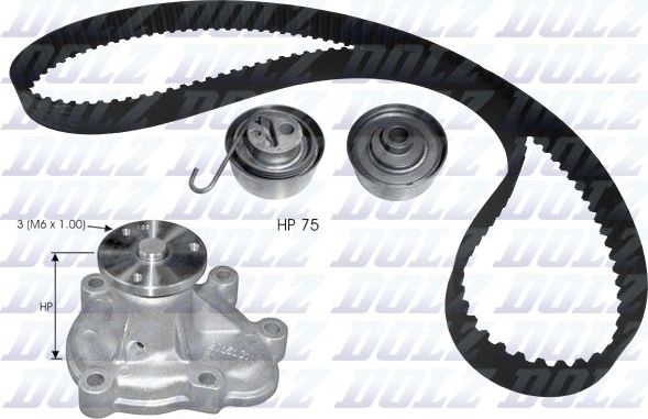 Помпа (водяной насос) с комплектом ремня ГРМ Dolz для Chevrolet Tracker III (Trax) 2012-2026. Артикул KD137