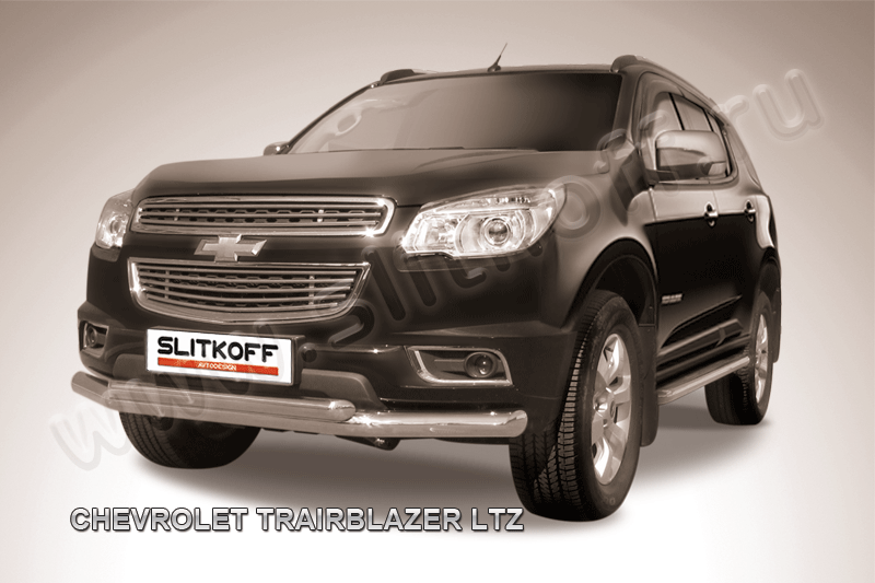 Защита Slitkoff переднего бампера d76/57 двойная для Chevrolet TrailBlazer II 2012-2016. Артикул CHTB12-002