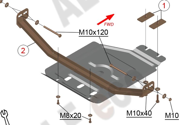 Защита алюминиевая Alfeco для раздатки Toyota Hilux VIII 2015-2026. Артикул ALF.24.93al