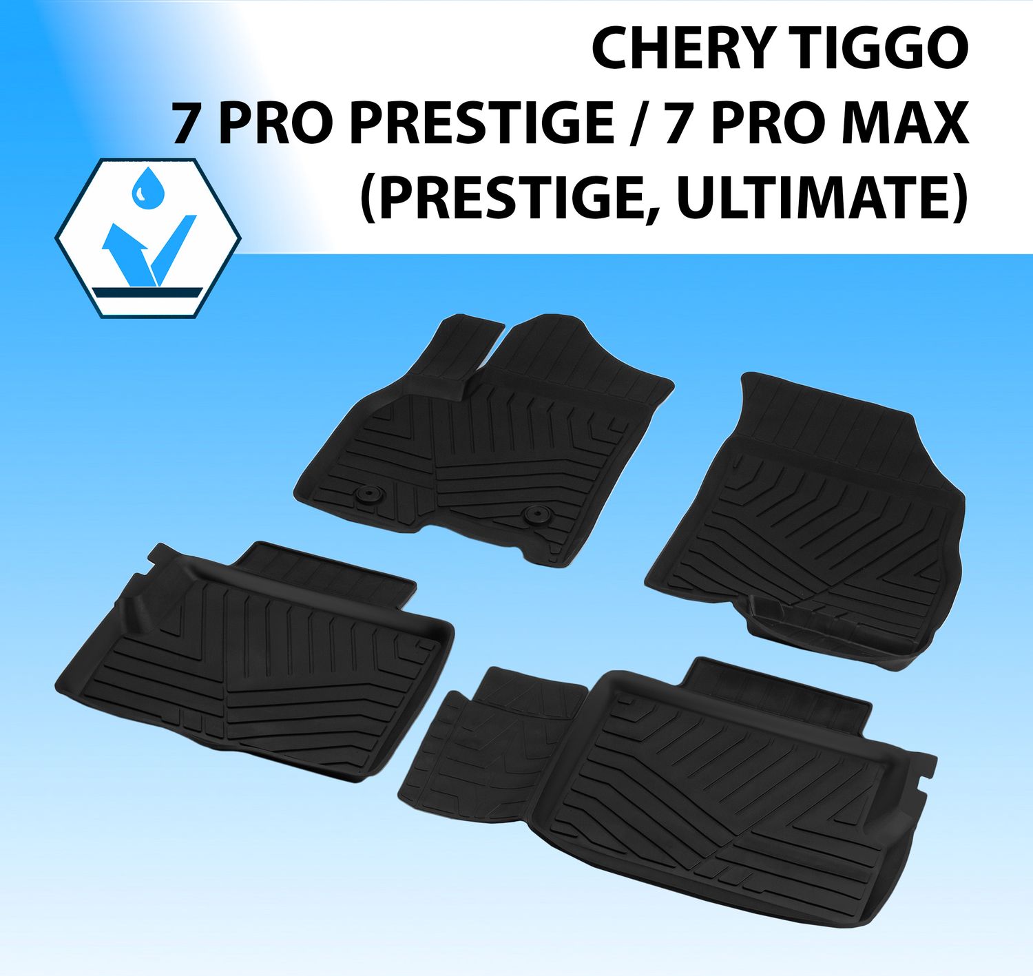 Коврики в салон автомобиля Rival для Chery Tiggo 7 Pro (комплектация Prestige) 2020-2026. Артикул 60908003