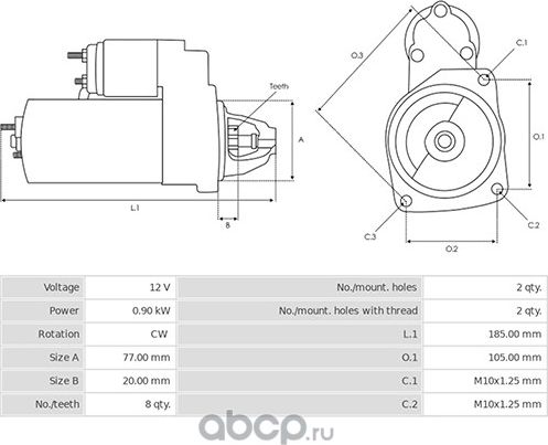 СТАРТЕР HYUNDAI ACCENT , COUPE, ELANTRA, GETZ, MATRIX, SANTAMO, SONATA II, KIA C (Zikmar). Артикул Z28569R
