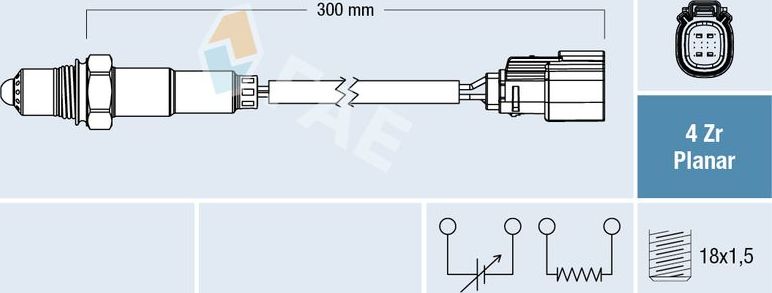 Лямбда-зонд (кислородный датчик) FAE. Артикул 77782