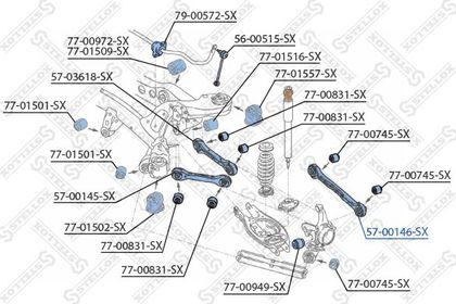 Поперечный рычаг задней подвески Stellox. Артикул 57-00146-SX