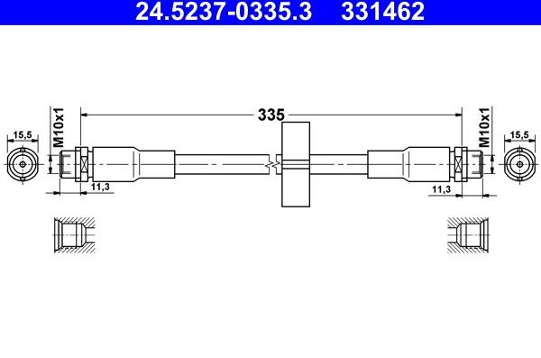 Тормозной шланг ATE передний для Audi A6 allroad I (C5) 2000-2005. Артикул 24.5237-0335.3