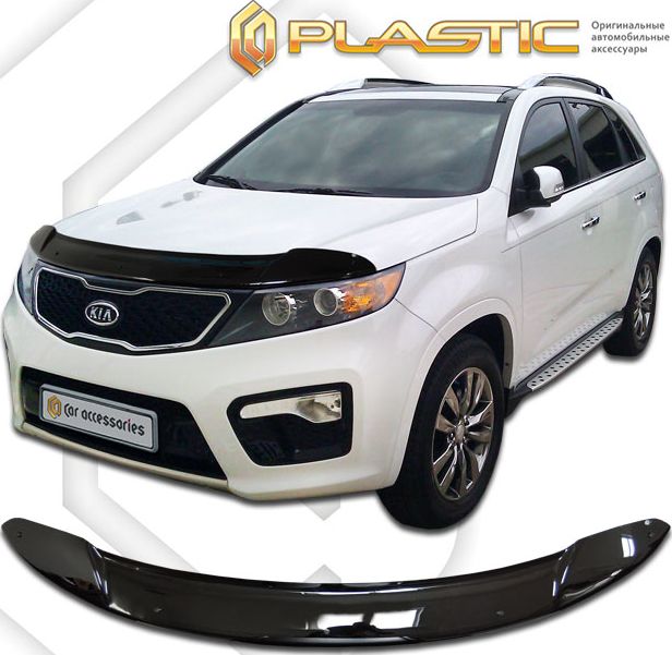 Дефлектор СА Пластик для капота (Classic черный) Kia Sorento II 2009-2012. Артикул 2010010105242