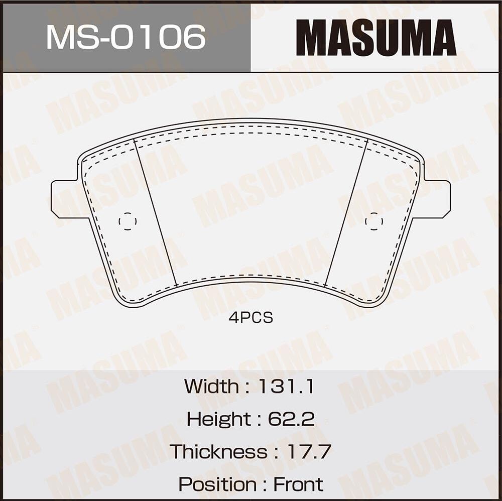 Тормозные колодки Masuma. Артикул MS-0106