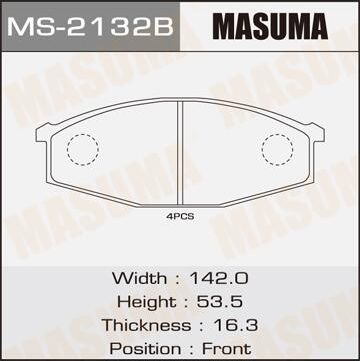 Тормозные колодки Masuma передние для Nissan Patrol Y60 1988-1997. Артикул MS-2132