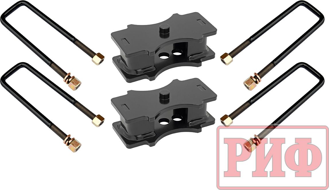 Комплект стремянок и проставок РИФ для лифта рессор на 60 мм для Isuzu D-Max 2012-2022. Артикул PRM-D13-60-985