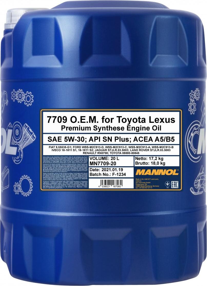 Масло моторное O.E.M. for TOYOTA/LEXUS 5W-30 (20л) (Mannol). Артикул 1198