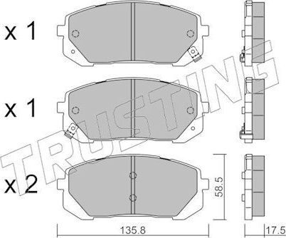 Тормозные колодки Trusting для Hyundai Elantra VII (CN7) 2021-2026. Артикул 1373.0