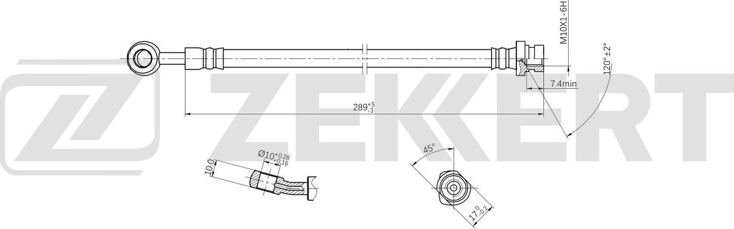 Тормозной шланг Zekkert. Артикул BS-9557